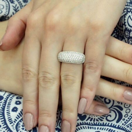 Γυναικείο Ασημένιο Δαχτυλίδι 925 με Ζιργκόν Πέτρες Λευκές