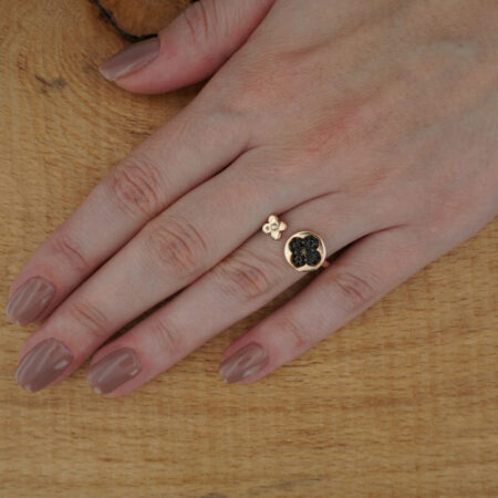 Μαύρες Ζιργκόν Πέτρες Γυναικείο Ασημένιο Δαχτυλίδι