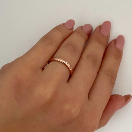 Δαχτυλίδι Βέρα Με Διαμάντι Σε Ροζ Χρυσό 18 Καράτια